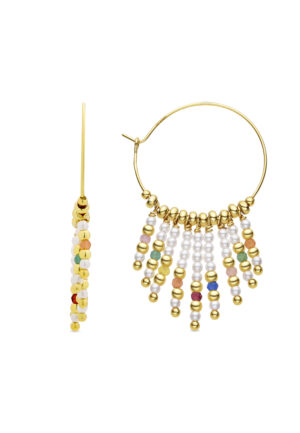 Luxenter Oorbellen van 925 sterlingzilver en witte parel met 18k geelgoud afwerking - Shay