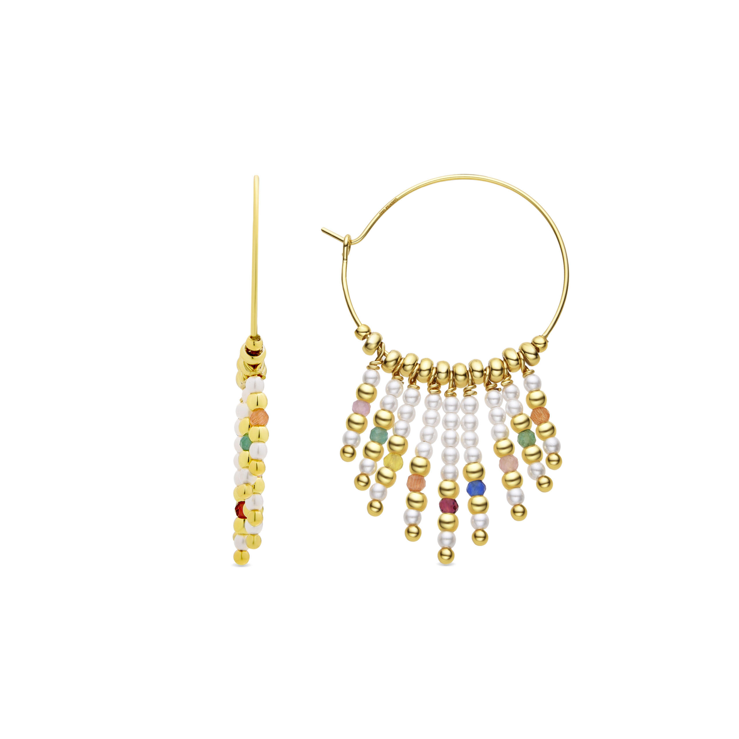 Luxenter Oorbellen van 925 sterlingzilver en witte parel met 18k geelgoud afwerking - Shay