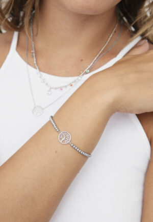 Alternative view of Luxenter armband, 925 sterling zilver en gerhodineerde glanzende zirkonia, levensboom