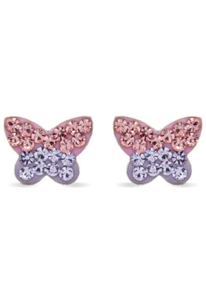 Luxenter Sterling zilveren 925 oorbellen met veelkleurige gerhodineerde zirkonia's - vlinder