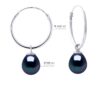 Oorbellen van zilver 925, rhodium geplateerd met echte zoetwaterparels van 8-9 mm - Afbeelding 2