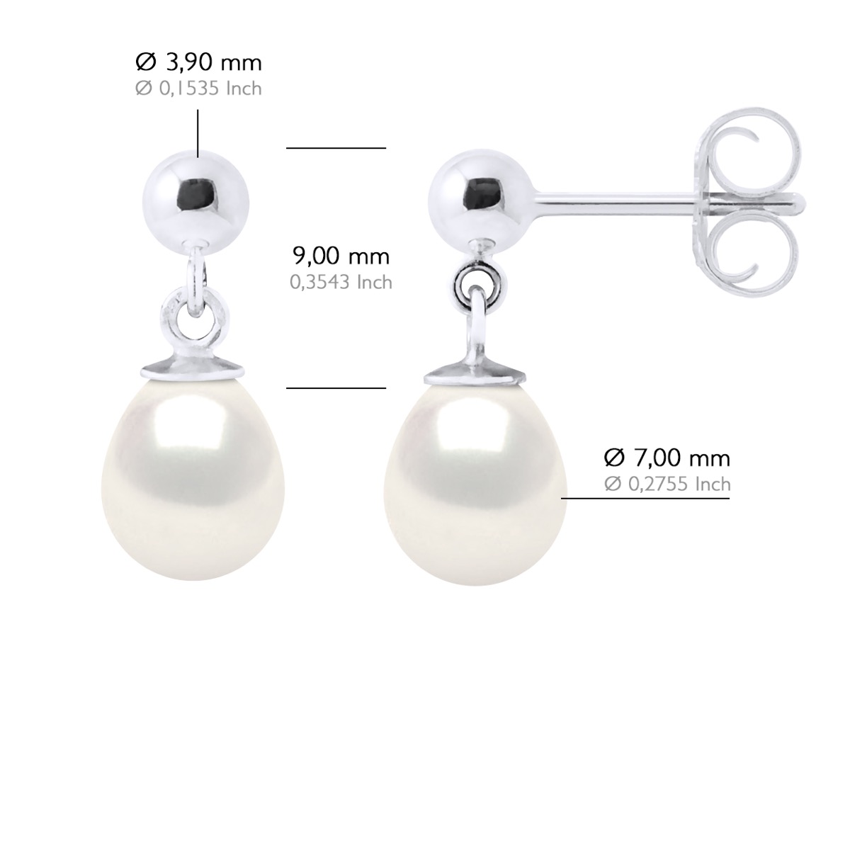 Oorbellen in Wit Goud en Echte Cultuurzoetwaterparels Parel 7-8 mm - Afbeelding 2