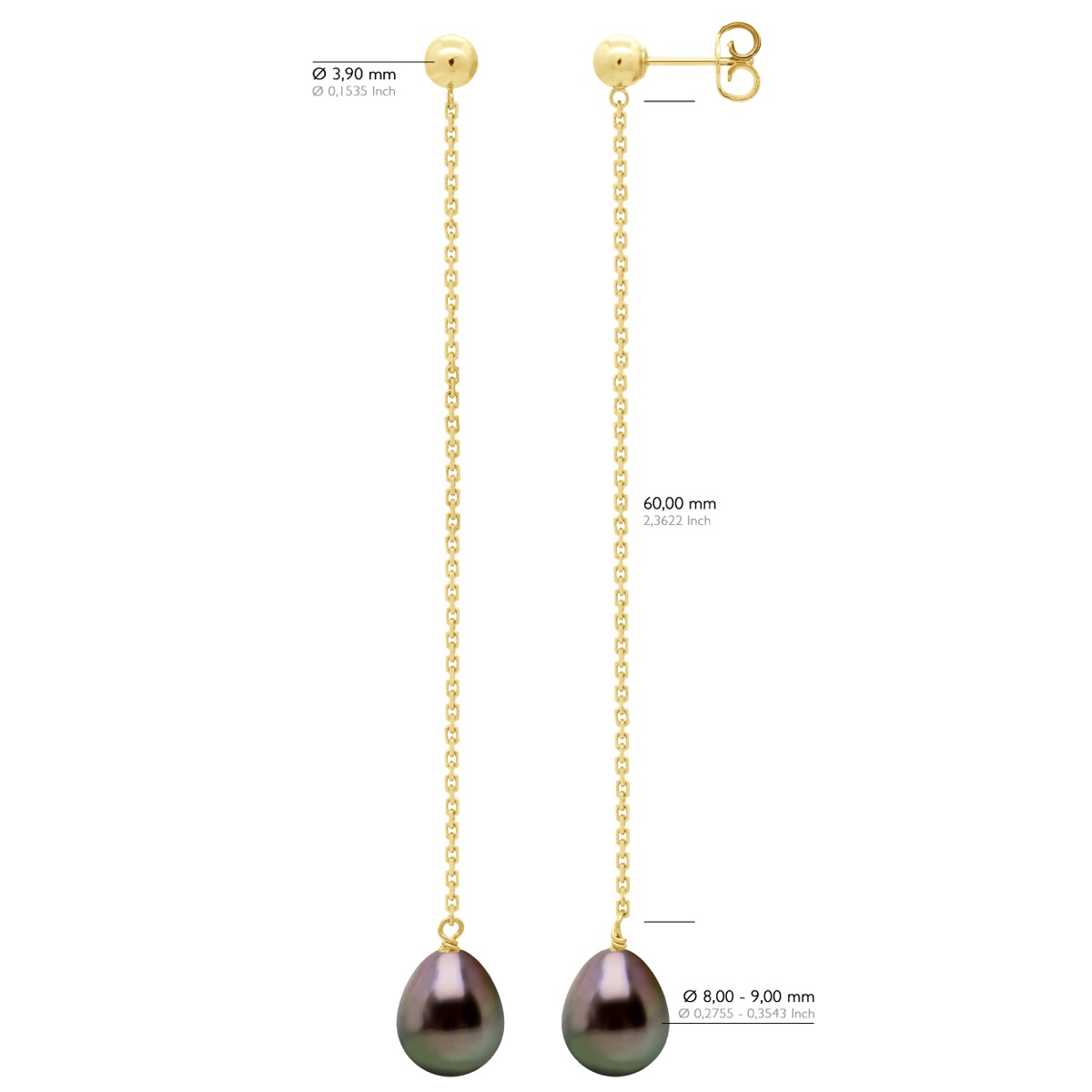 Hangende Oorbellen - Echte Gecultiveerde Tahitiparels Parel 8-9 mm - Afbeelding 2