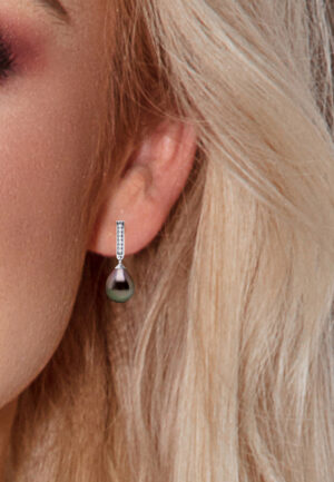 Alternative view of Dangle Oorbellen Tahitian Parel sieraden 8-9mm Pears 925