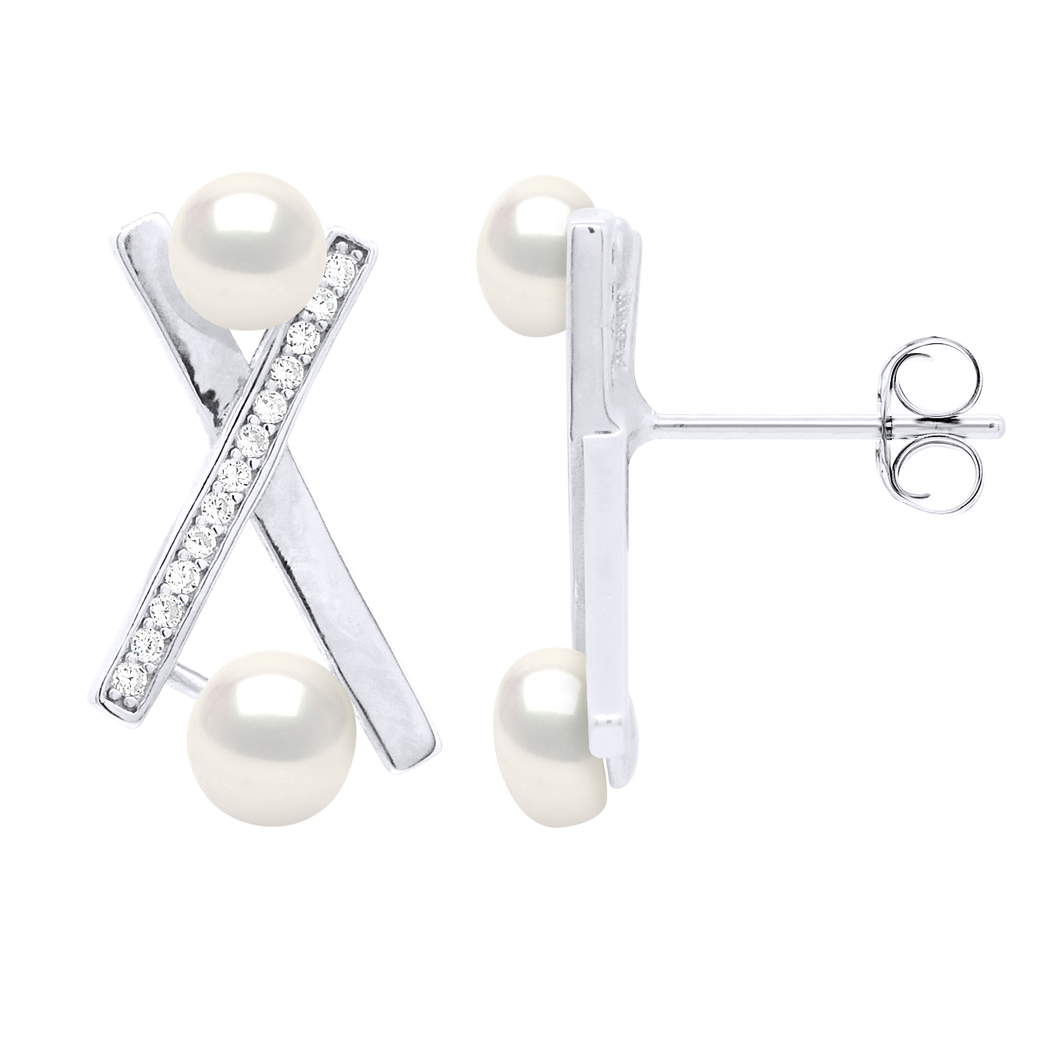 Oorbellen Strips - Echte Gecultiveerde Zoetwaterparel Knop 4-5 mm en 5-6 mm