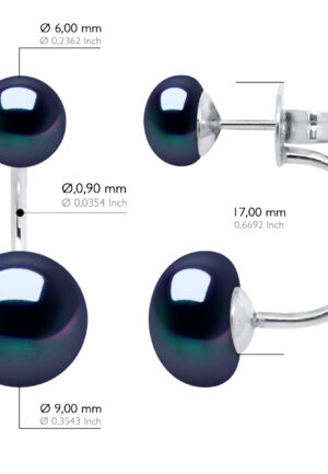 Alternative view of Oorbellen Duo Echte Cultuurzoetwaterparels Knop 6 en 9 mm