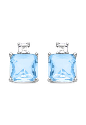 Luxenter Sterling zilveren 925 oorbellen met gerhodineerde aquamarijn zirkonia - Bashu