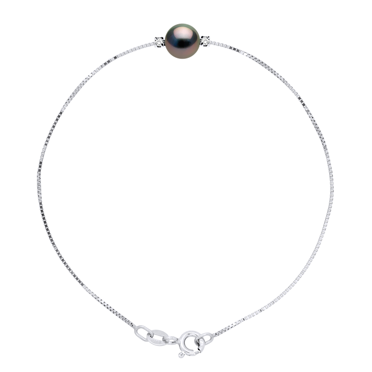 Diamond Bracelet 0060 Cts en Tahitian Pearl Ronde 8-9 mm 925