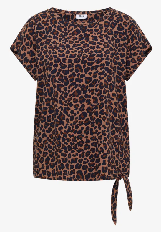 Blouse met afhangende schouders en knoop - Afbeelding 2