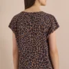 Blouse met afhangende schouders en knoop - Afbeelding 3