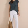 Blouse met afhangende schouders en strik