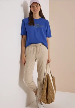Broek met Mid Waist-taille en smalle pijpen in een Loose Fit-pasvorm