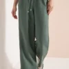 Broek met wijde pijpen in Loose Fit van linnenmix