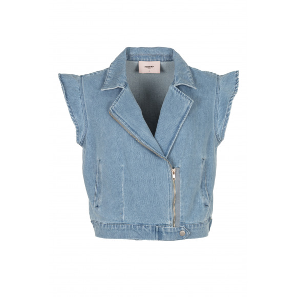 Freebird - Blauw | Dames | Gilet | Blauw | XL | regular | Kamst mode