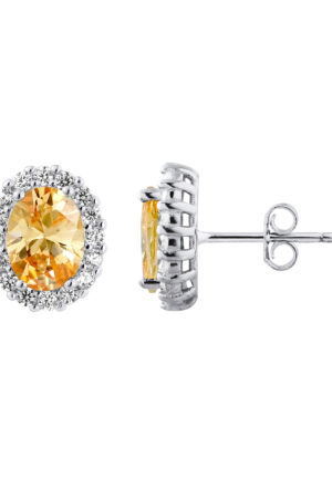 Sapphire Color Crystal Orange Earrings and Silver Zirconiumoxides 925 - Diana