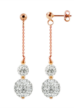 Duo Earrings Duo Crystal Black Silver 925 Roze Vergulde - Pure Crystal