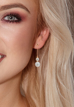 Alternative view of Duo Earrings Duo Crystal Black Silver 925 Roze Vergulde - Pure Crystal