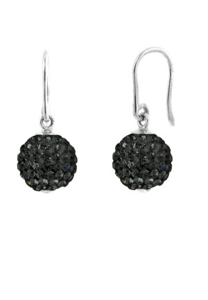 Gekleurde oorbellen bollen zwart kristal 10mm zilver 925 - puur kristal