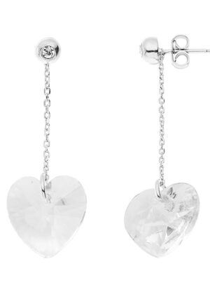 Genuine Crystal Heart Ear Hangers Swarovski Silver 925- Swarovski Tribute
