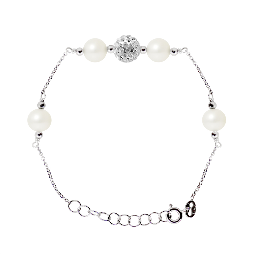 Forsçasseketen Armband en wit zoet water zilver zoetwaterparels 925