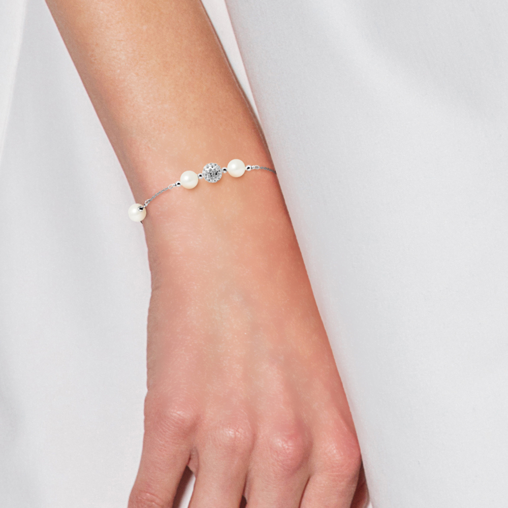 Forsçasseketen Armband en wit zoet water zilver zoetwaterparels 925 - Afbeelding 2