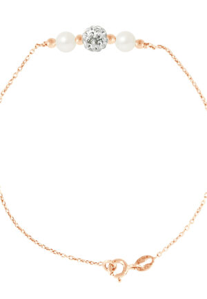 Armband ketting forçaat en wit zoetwater cultuur kralen 925 roze vergulde