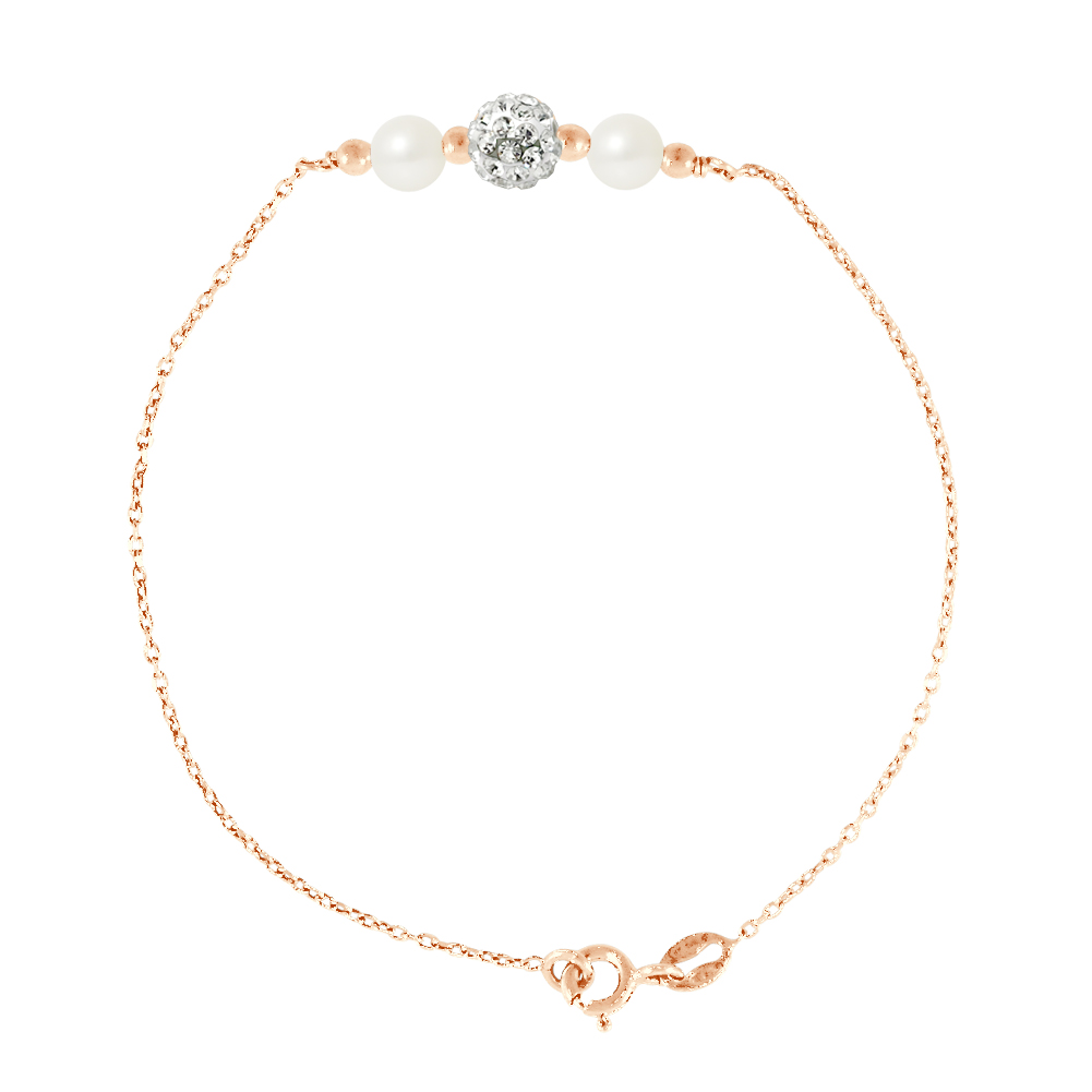 Armband ketting forçaat en wit zoetwater cultuur kralen 925 roze vergulde