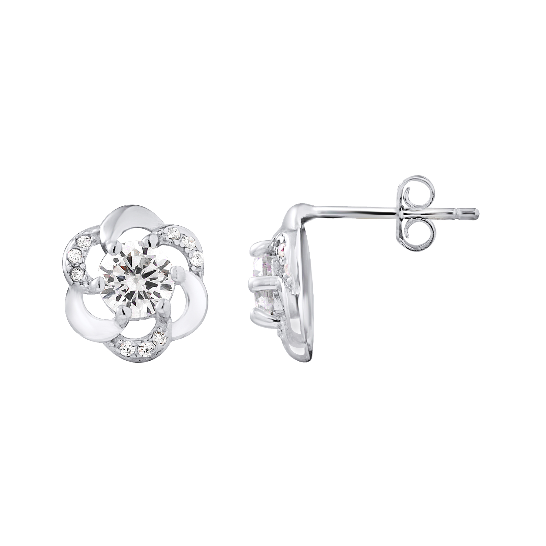 Oorbellen Bloemoxides Zirkonium en Silver 925 - Rosette
