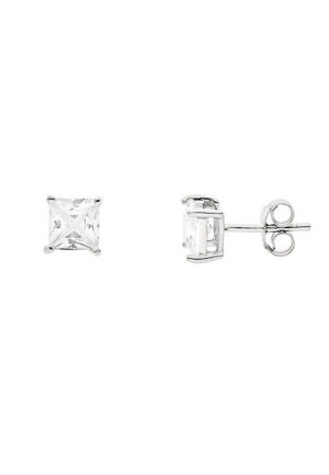 Oorvlees vierkant zirkoniumoxiden 8 mm 4 zilveren klauwen 925 - Envy 8