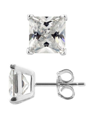 Ear Fleas Square Zirkoniumoxiden 7 mm 4 Klauwen Zilver 925 - Envy 7