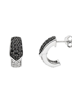 925 zilveren sieraden oorbellen en zwart-wit zirkoniumoxiden - zwart en wit