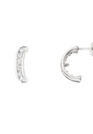 Halve Creolen Sieraden Zirkoniumoxiden en Silver 925 - Cream