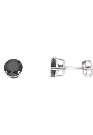 Ronde en zwarte zirkoniumoxide oor nagels diameter 6 mm zilver 925 - alle zwart 6