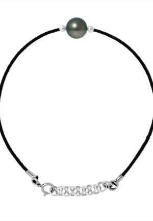 LOVE armband LINK Tahitian Pearl Ronde 8-9 mm Link Nylon Black 925