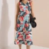 Midijurk met V-hals en print
