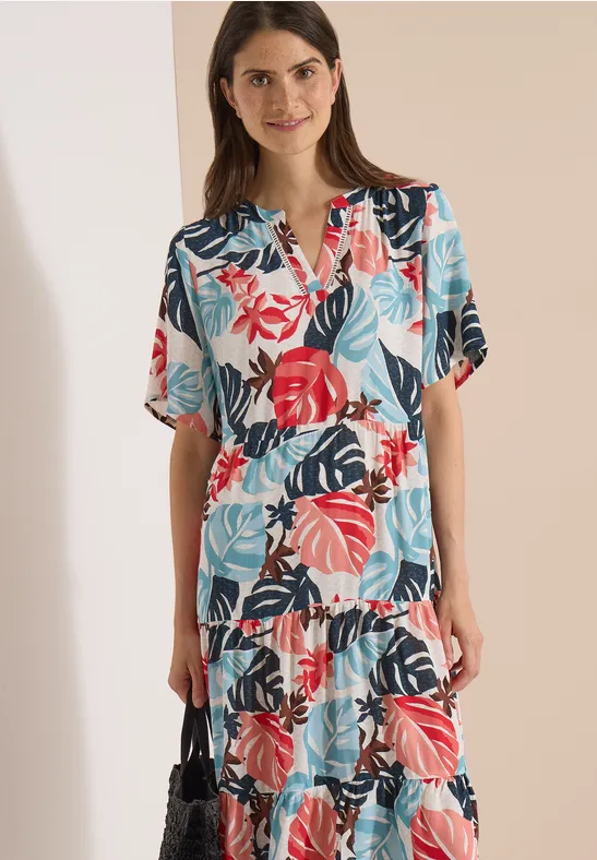 Midijurk met split in de hals en print