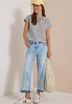 Poloshirt met korte mouwen en gestreept patroon