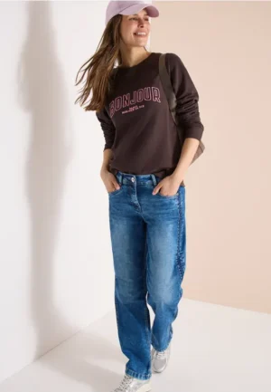 Sweater met lange mouwen en borduursel