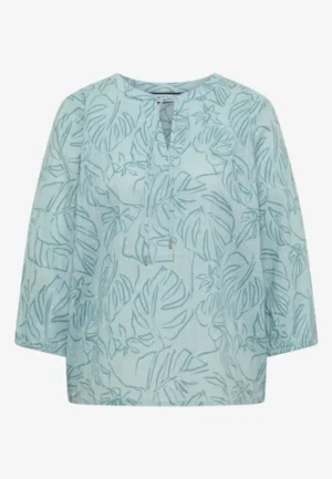 Alternative view of Tuniek met 3/4-mouwen en bladprint