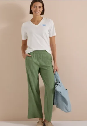Wide Leg Broek met gestructureerde strepen