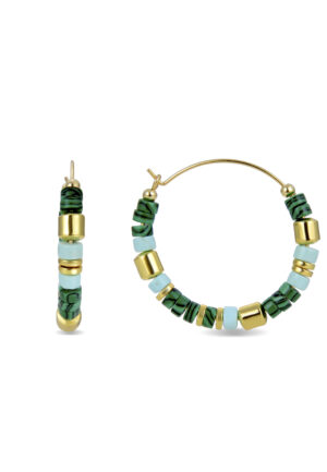 Luxent Sterling Zilver 925 Oorbellen met Malachiet in 18K Geel Goud - Ihun