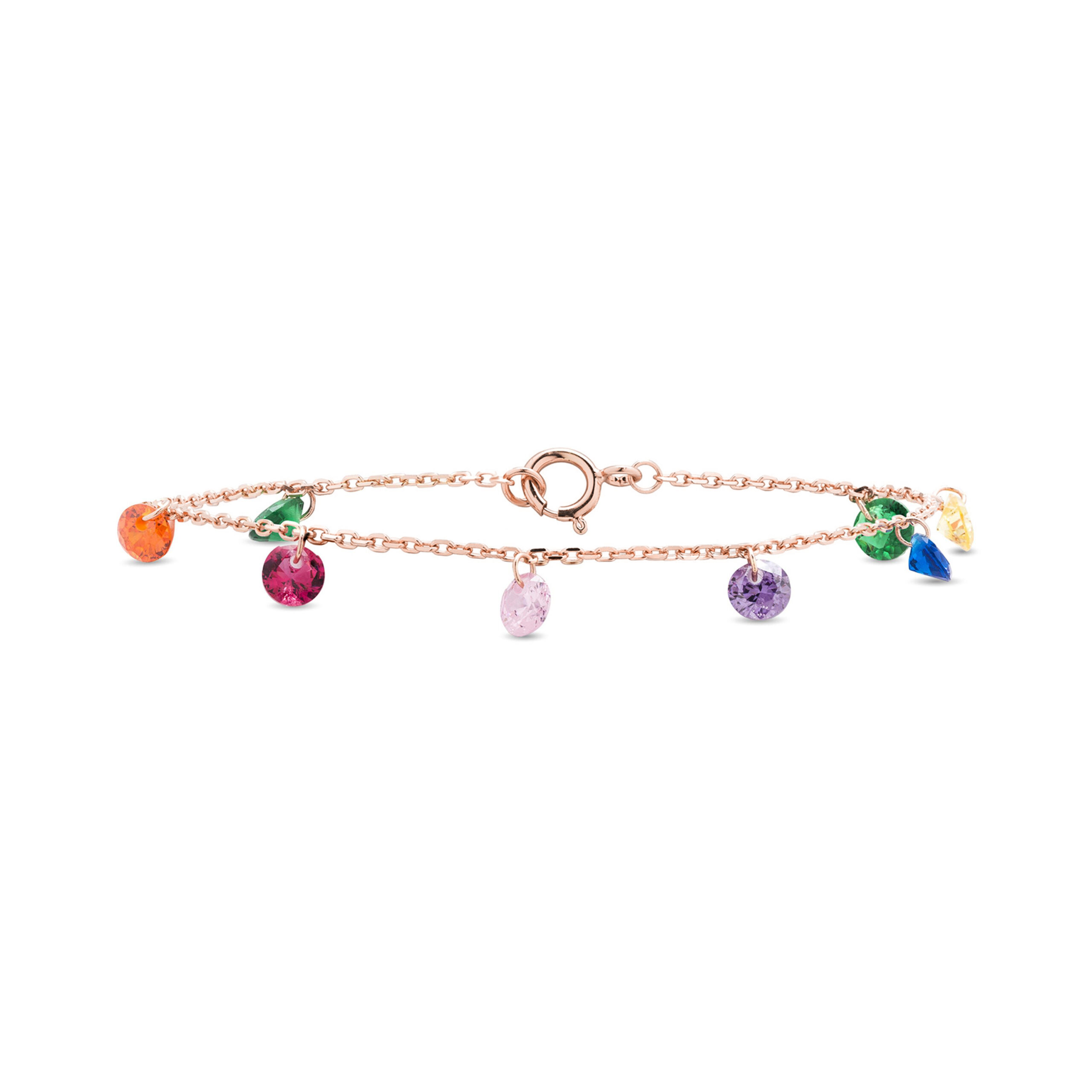 Luxenter, Rolcon armband in 925 sterling zilver en veelkleurige zirkonia met 18K roségoud vergulde afwerking
