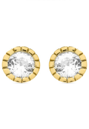 Luxenter oorbellen, 925 sterling zilveren naadim en glanzende 18K vergulde zirkonia afwerking