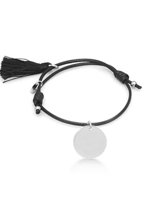 Luxenter my sunshine armband in 925 sterling zilver en zwart katoen met gerhodineerde afwerking