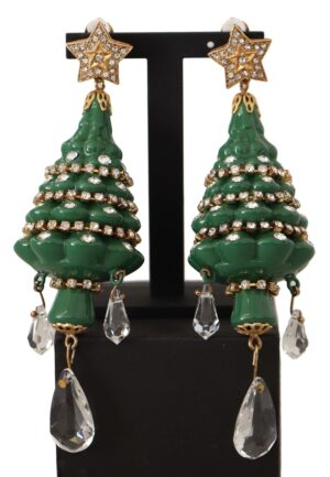 Dolce & Gabbana Dames Gouden Kerstboom Kristallen Messing Clip-Oorbellen