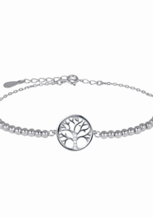 Luxenter armband, 925 sterling zilver en gerhodineerde glanzende zirkonia, levensboom