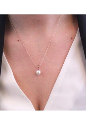 Alternative view of Volle Maan Parel Ketting en Hanger - Imitatie Parel