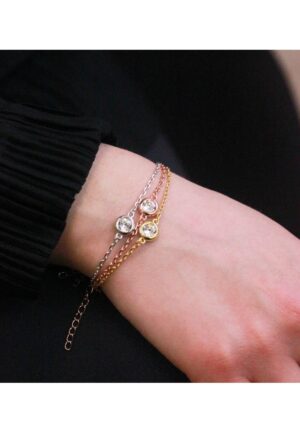 Alternative view of Geboortesteen Trio armband - Oostenrijks kristal
