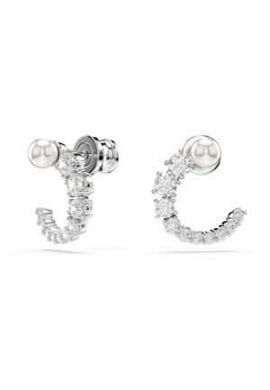 Alternative view of Swarovski 'Matrix' Vrouwen Hoepel Oorbellen van Basismetaal - Zilver 5692260