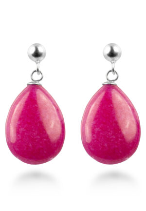 Luxenter oorbellen, 925 sterling zilver, kenitna en roze agaat, gerhodineerd